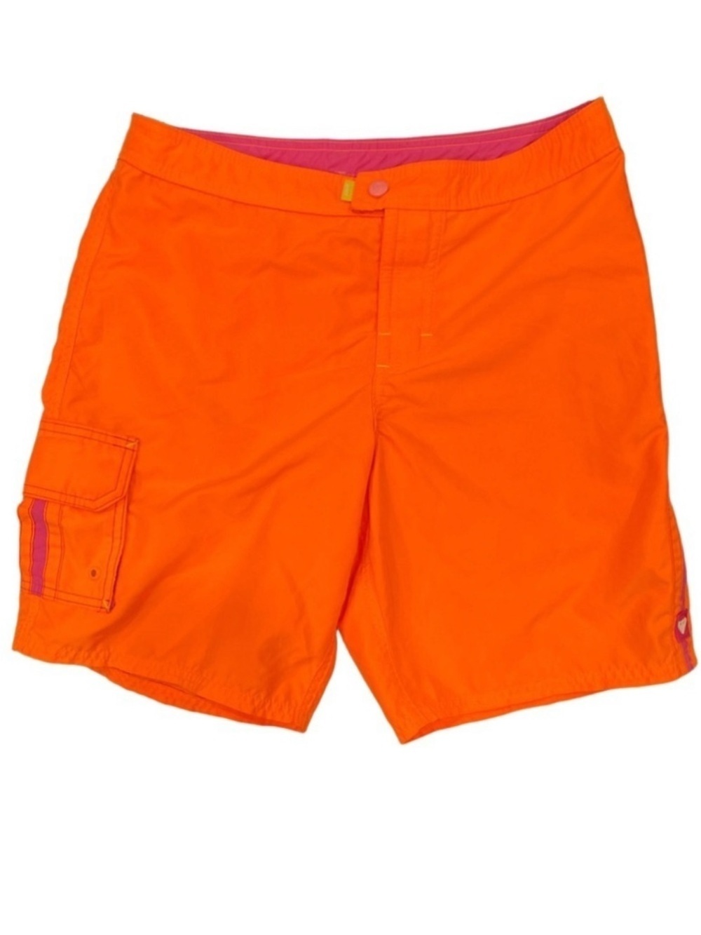 Roxy Neon Orange Board Shorts Cargo Pocket Y2K Surf Festival S/M